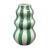 Maxbell Painted Striped Ceramic Vase Craft Home Decor for Cabinet Living Room Office Green