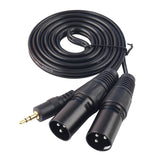 Dual XLR Male to 3.5mm Microphone Cable, Unbalanced Dual Male XLR to 1/8 Inch TRS Stereo Mini Jack AUX Cord Audio Cable 1.5m