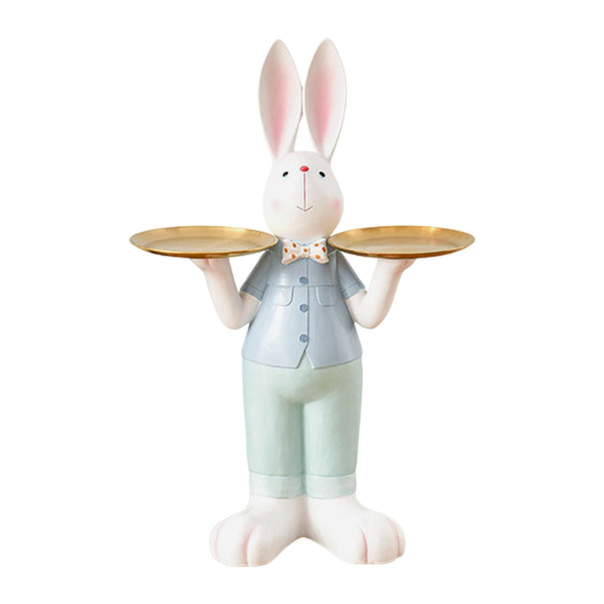 Maxbell Rabbit Statue Multifunctional Key Storage Tray for Tabletop Bedroom Entryway White Male