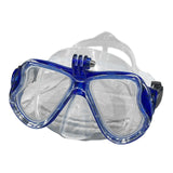 Adult Scuba Diving Mask Camera Mount Swim Mask Free Diving Snorkeling Gear Clear Blue A