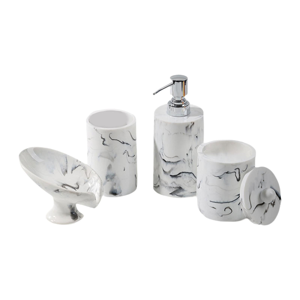 Maxbell 4Pcs Bathroom Accessories Set Decorative Soap Dish for Lavatory Hotel Vanity white