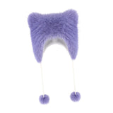Maxbell Bear Ears Trapper Hat Stylish Ear Protection Hat for Climbing Biking Skating Purple