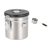 Maxbell Coffee Canister Airtight with Measuring Spoon Coffee Lovers Gifts Sealed Jug silver 1.2L