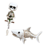 Maxbell Fishing Skeleton Statue Mini Skull Figurine for Poolside Fountain Waterfalls