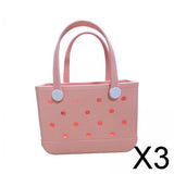 Maxbell 3xBeach Hole Bag Lightweight Novelty Shoulder Bag for Travel Holidays Shopping pink