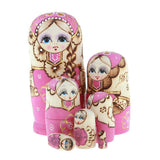Maxbell 7PCS Beautifully Handmade Wooden Russia Nesting Wishing Doll Matryoshka Pink - Aladdin Shoppers