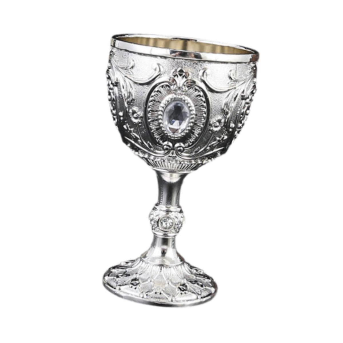 Maxbell Wine Cup Tableware Bar Mini Chalice Collection Vintage Embossed Water Goblet Silver
