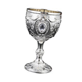 Maxbell Wine Cup Tableware Bar Mini Chalice Collection Vintage Embossed Water Goblet Silver