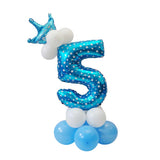 Pink+ Blue Numbers Crown Balloons Column Set Happy Birthday Garland Number 5