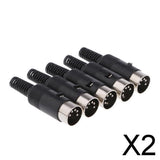Maxbell 2x5/pack Audio Adapter Connector DIN seat 5-pin plug 5-core welding head