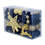 102 Pieces Christmas Balls Star Deer Ornaments Set for Home Wedding Birthday Black Gold