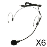 Maxbell 6xDouble Ear Hook Wired Headset Headworn Microphone Black 3.5mm Straight Angle