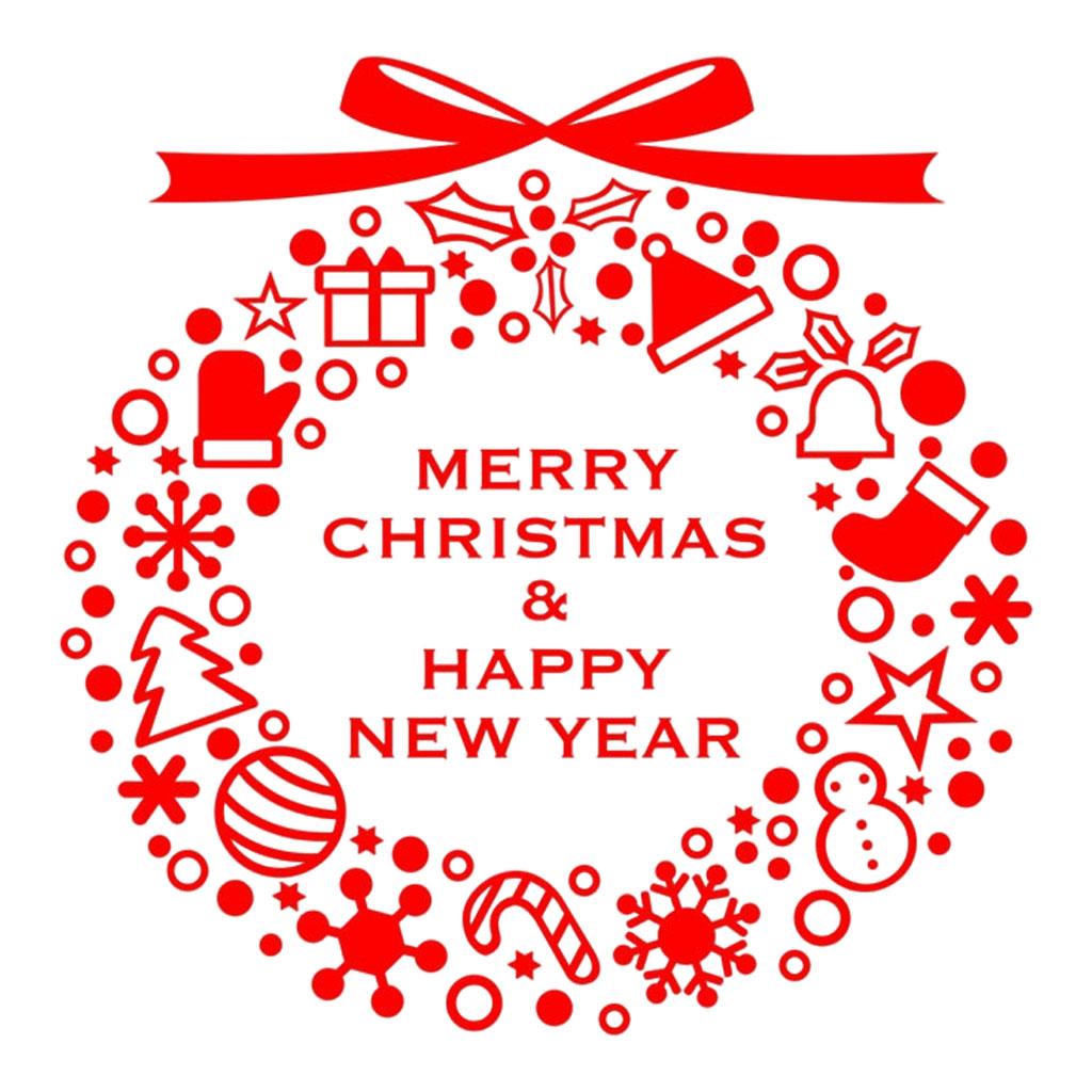 Maxbell Maxbell Christmas Window Stickers Decals Decor for Home Shops Glass Decoration Red