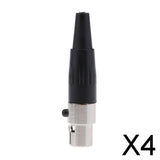 Maxbell 4xMini 3 Pin XLR Female Cable Connector for Pro Microphones, Black and Sliver