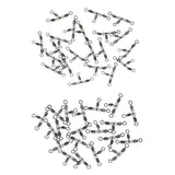 Maxbell 40pcs Stainless Steel 3 Way Triple Barrel Swivel Fishing Connector 23mm 28mm