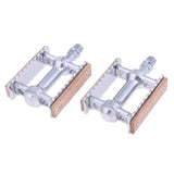 Maxbell Maxbell Vintage Aluminium Wood Fixed Bike Pedal Bearing Flat-Platform Pedals Silver