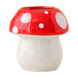 Maxbell Mushroom Ceramic Makeup Brushes Cup Container for Office School Gift Red