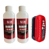 Generic Oil Film Cleaning Brush for Car Improves Visibility Oil Film Remover 1 Brush 2 Liquid