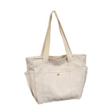 Maxbell Women Shoulder Bag Fashion Female Canvas Tote Bag for Vacation Party Outdoor beige white