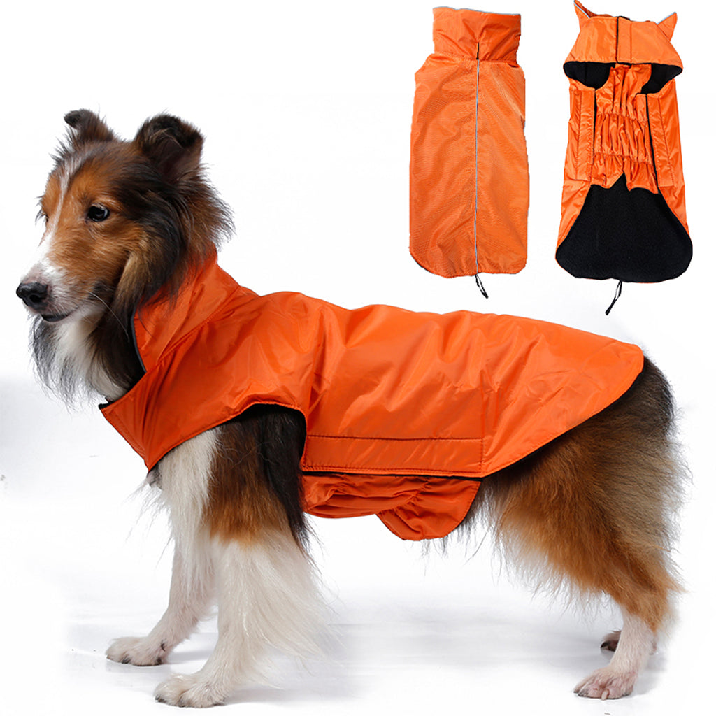 Maxbell Maxbell Waterproof Pet Dog Waistcoat Jacket Fleece Lined Raincoat Clothes L Orange