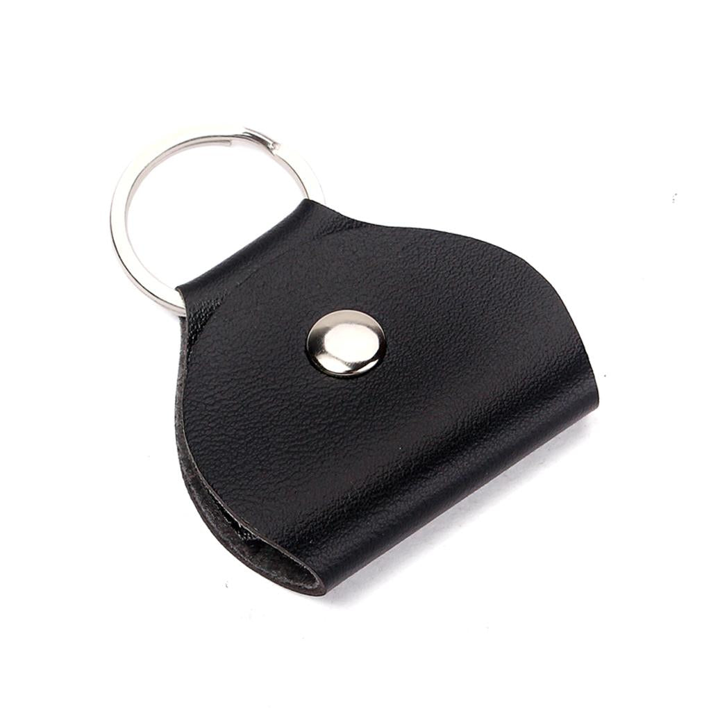 Maxbell Keyring Guitar Picks Holder Bag Leather-Black