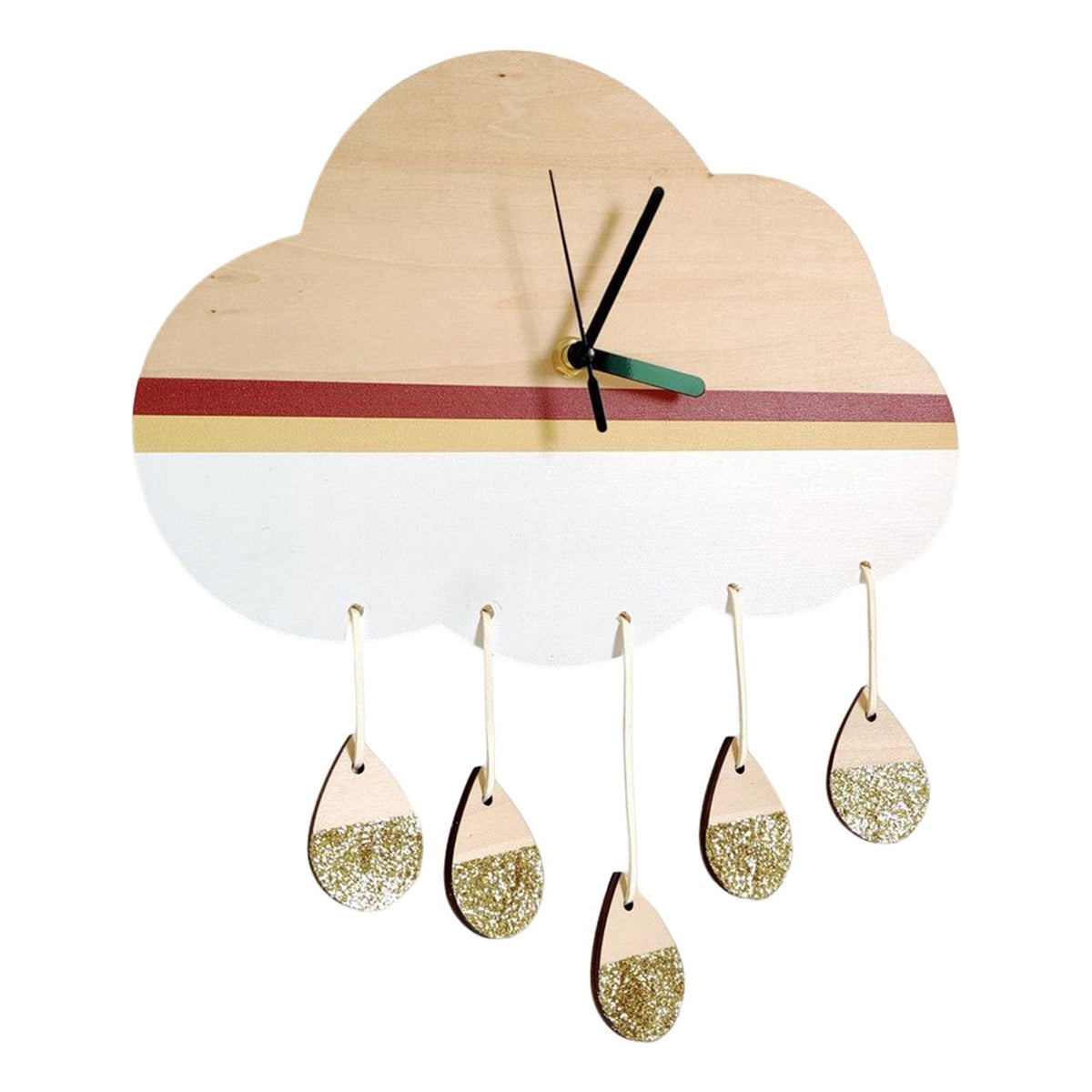 Maxbell Maxbell Cute wall Clock Cloud Raindrop Shaped Silent for Bedroom Kids Decor B
