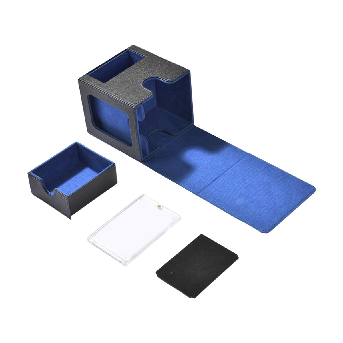 Maxbell Trading Card Deck Box Protection Trading Cards Case Sleeved Card Storage Box Blue Black
