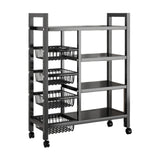 Maxbell Storage Shelves with Wheels Metal Shelving Rack for Basement Bathroom Pantry 80cmx135cm