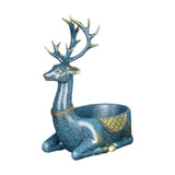 Cartoon Deer Statue Desk Storage Tray Cute for Living Room Bookshelf Bedroom Seated Blue