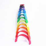 Colorful Wooden Rainbow Blocks Stack Tunnel Stacking Game Toys