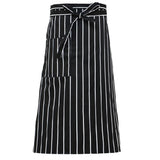 Maxbell Half-length Apron With Pocket Catering Chefs Waiters Bar Apron Black White Stripe - Aladdin Shoppers