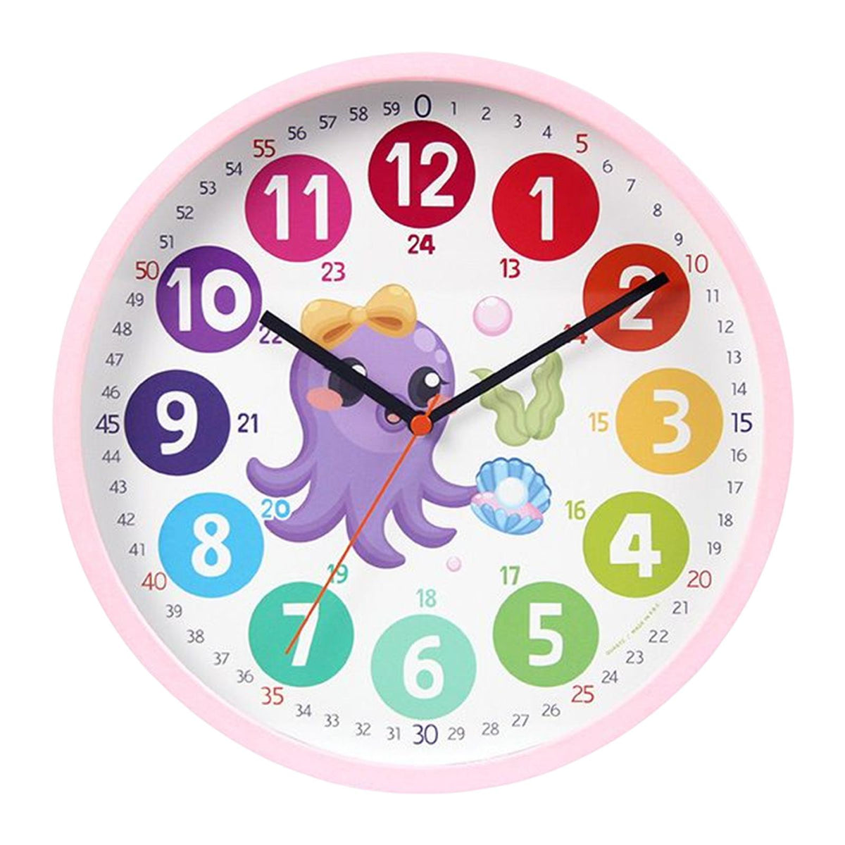 Kids Wall Clock Analog Clocks Teaching Clock for School Classroom Home Octopus