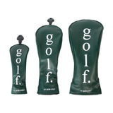 3Pcs Golf Head Cover PU Leather Golf Wood Headcover for Outdoor Adults Gifts Green