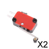 Maxbell 2x V-156-1C25 Micro Limit Switch Long Hinge Roller Lever Arm Open SPDT 15A