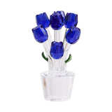 Maxbell Glass Roses Figurine 3D Wedding Roses Flowers Bouquets Ornament for Christmas blue
