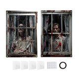 Maxbell 2Pcs Halloween Scary Window Cover Decorations 47.3x31.5 Inches with hook