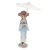 Maxbell Maxbell Lovely Handmade Resin Japanese Style Kimono Girl Doll with Umbrella Home Décor –Blue