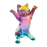 Dancing Cat Statue Craft Gift Desktop Decoration for Living Room Indoor Home Colorful