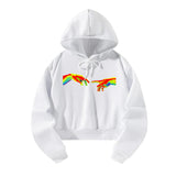 Maxbell Long Sleeve Hoodie Graphic Print Hooded Pullover for Lady Sports Travel XL White