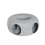 Cat Bed Play Tunnel Round Zip to Detachable Scratching Playing Hut for Bunny Light Grey