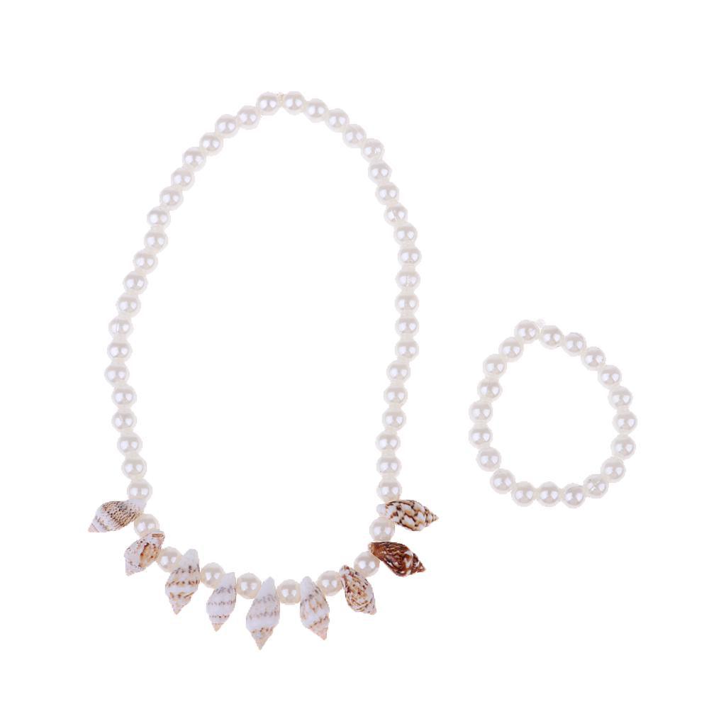 Maxbell Maxbell Shell Necklace And Bracelet For 18 inch Doll White Pearl 2