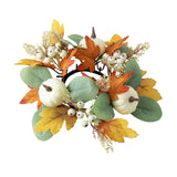 Maxbell Autumn Candle Ring Wreath Lightweight for Indoor Outdoor Tabletop Decoration White Pumpkin