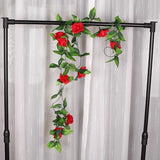 Maxbell 8x 8Ft Artificial Rose Silk Flower Green Leaf Vine Garland Home Wall Party Decor