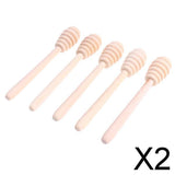 Maxbell 2x5 Pieces Wooden Honey Stirring Sticks Jam Muddler Kitchen Cooking Rods Tool