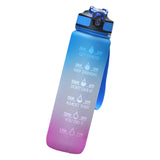 Maxbell Maxbell Leakproof Free Water Bottle Motivational Fitness Workout with Time Marker Blue Purple