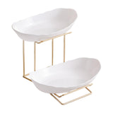 Maxbell Fruit Bowl for Kitchen Counter Serving Bowl with Metal Rack for Cake Dessert 2 Tier Gold Shelf
