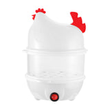 Egg Boiler Machine Egg Steamer with Lid and Measuring Cup 2 Layer Egg Cooker White
