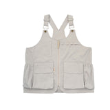 Maxbell Outdoor Camping Vest Photography Vest Barbecue Apron for Adults Yard Picnics Beige Gray