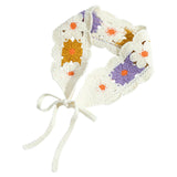 Maxbell Women Crochet Bandana Soft Handmade Comfortable Hair Accessories Photo Props yellow violet
