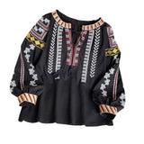 Maxbell Embroidery Blouse for Women Lady Mexican Embroidered Top for Shopping Dating Black
